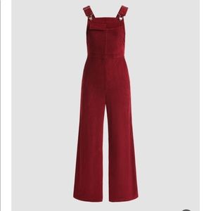 Retro inspired red corduroy jumpsuit overalls